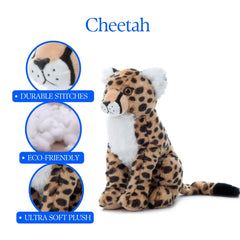 The Petting Zoo plush cheetah as an educational prop for kids.