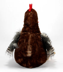 The Petting Zoo chicken plush shows durable stitching details.