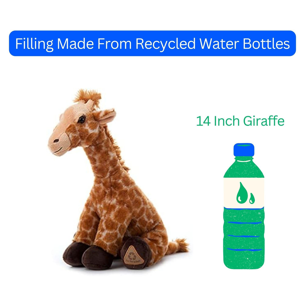 Kid hugging The Petting Zoo giraffe plush during playtime
