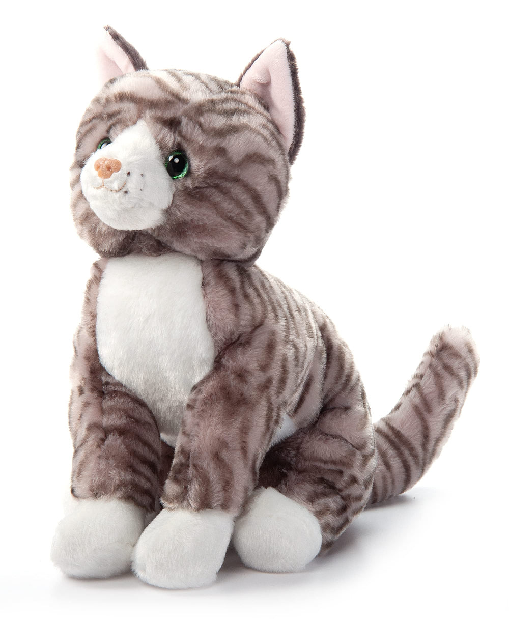 The Petting Zoo grey tabby cat plushie 12in for cozy playtime and cuddles.