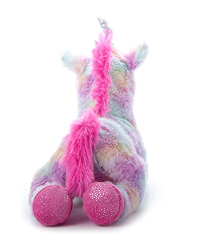The Petting Zoo pastel tie-dye unicorn 13-inch body pattern sparks creative pretend adventures.