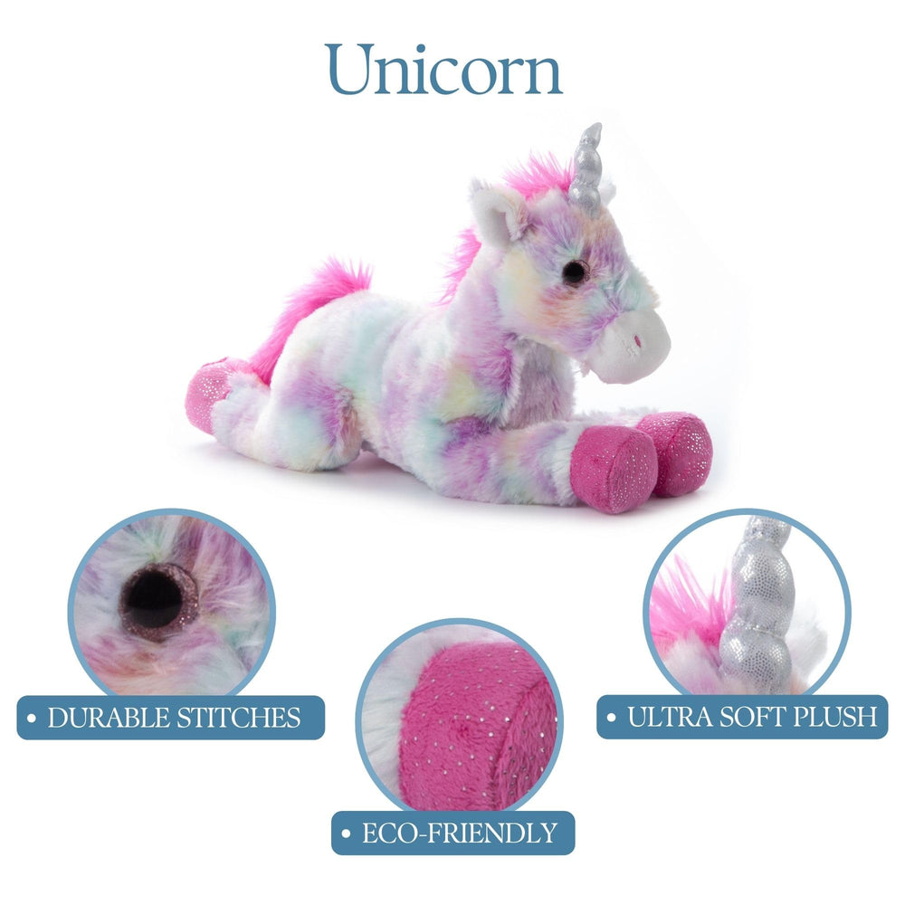 The Petting Zoo pastel tie-dye unicorn 13-inch durable stitching for long-lasting play.