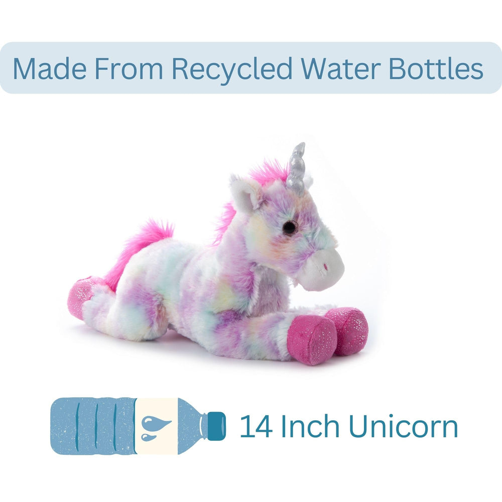 The Petting Zoo pastel tie-dye unicorn 13-inch gift-ready packaging for birthdays.