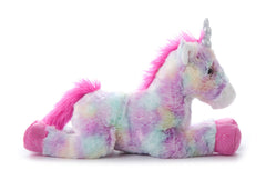 The Petting Zoo pastel tie-dye unicorn 13-inch soft fabric for safe snuggles.
