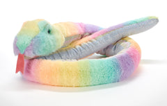 The Petting Zoo rainbow snake plush with vibrant colors for imaginative play.