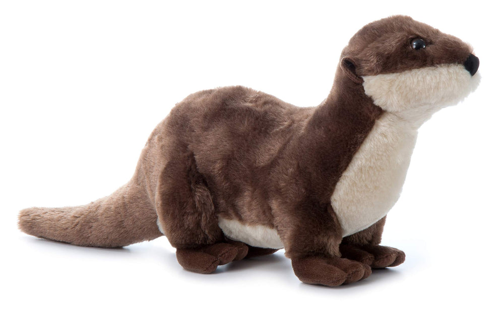 Otter hugging pose highlights the plush's inviting, huggable design.