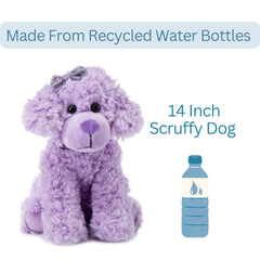 Christmas gift idea: Scruffy purple dog plush for kids.