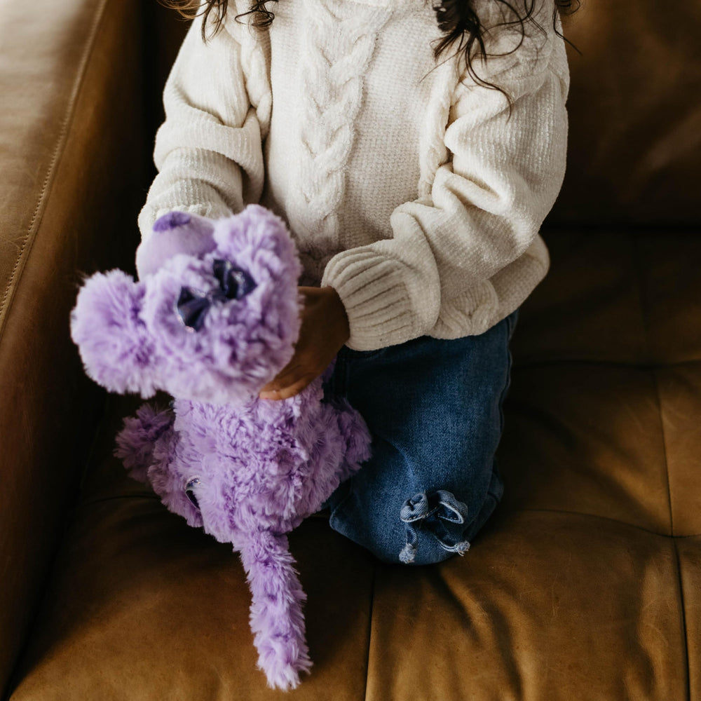 Gift-ready purple dog plush from The Petting Zoo.