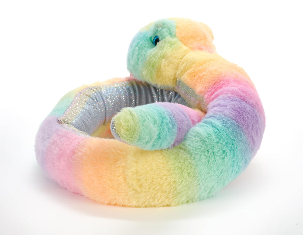 The Petting Zoo multicolor-pattern snake plush brightens any playroom.