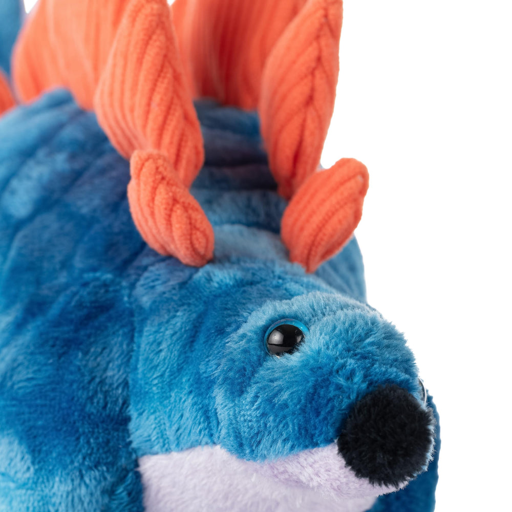 The Petting Zoo Stegosaurus plush detail stitching showing durability