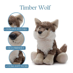 The Petting Zoo Timber Wolf plush durable stitching, built to last through frequent hugs.