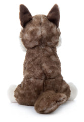 The Petting Zoo Timber Wolf plush side view, showcasing a soft and hug-friendly design.