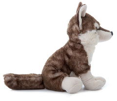 The Petting Zoo Timber Wolf plush soft fur detail, inviting gentle hugs and comfort.