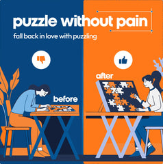 Grippy Board tilt angles offer ergonomic positioning for puzzling.