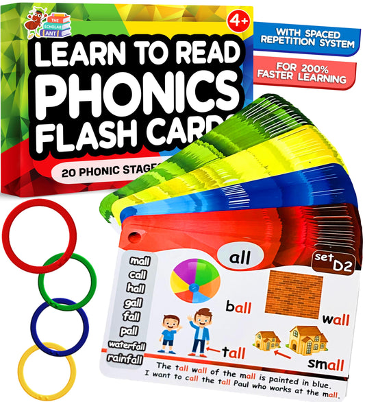 The Scholar Ant phonics cards front cover encouraging early reading practice