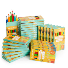 The Twiddlers mini colored pencils in 30-pack boxes for classroom art and party favors.