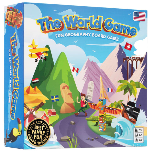 The World Game world map visual highlights global exploration for curious minds.