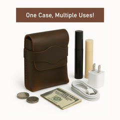 TheAntiq gift-ready brown leather card case, ideal for game lovers and professionals.