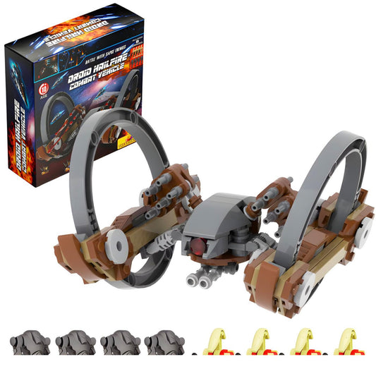 THEBRIXKING Droid Hailfire Vehicle front view with eight droids for dynamic space battles.
