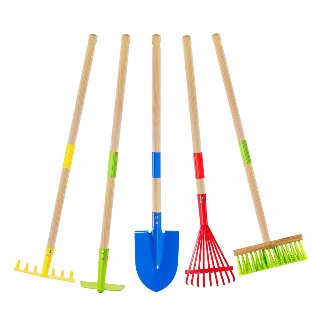 Theefun kids garden tool set hoe: child-friendly tool for safe outdoor gardening play.