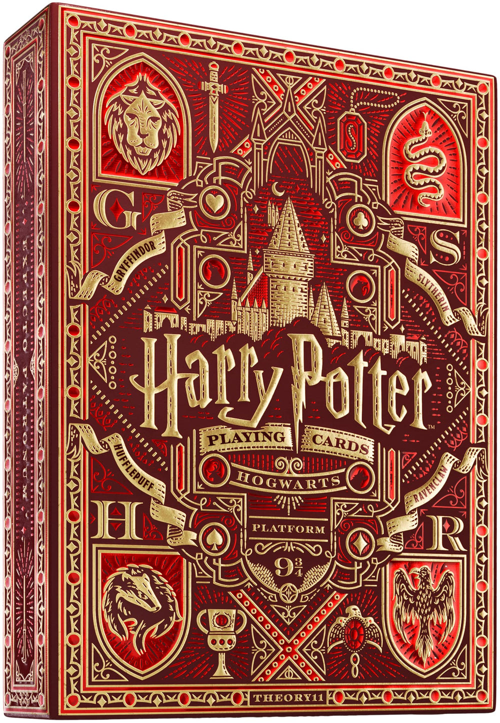 theory11 Harry Potter Gryffindor red deck box with gold foil, ideal for display
