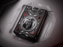 Theory11 Imperial crest foil detail highlighting the dark side packaging sophistication.