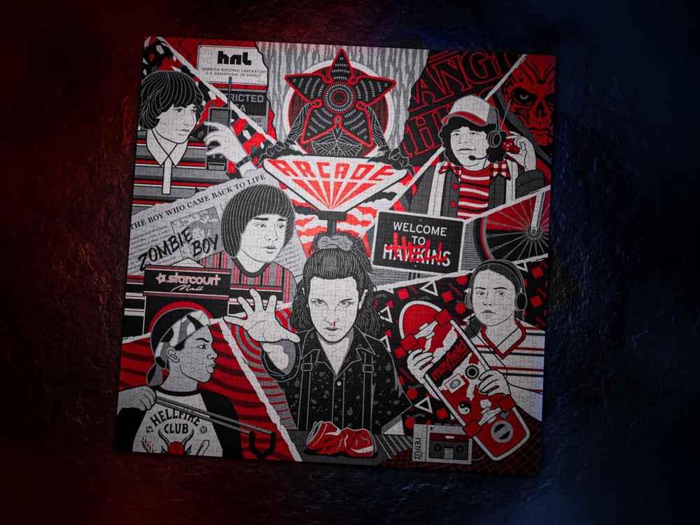 theory11 Stranger Things puzzle includes a premium carrying pouch for secure transport.