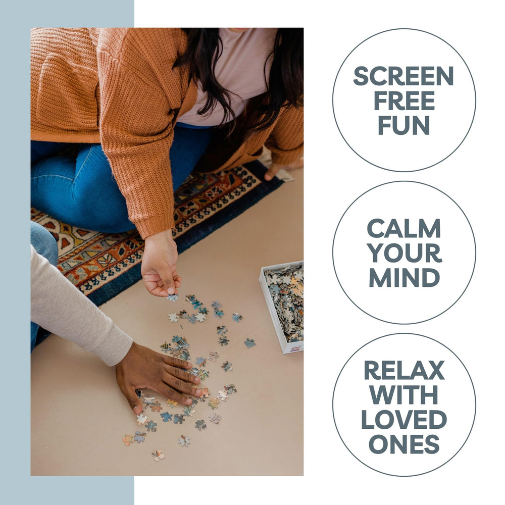 Theo's Puzzles sturdy 2mm cardboard provides durable, lasting puzzle pieces.
