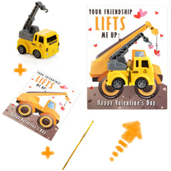 Thigreact valentines excavator card with moving arm for hands-on fun.