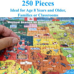 Close-up of Think2Master USA map puzzle pieces ready for hands-on geography practice