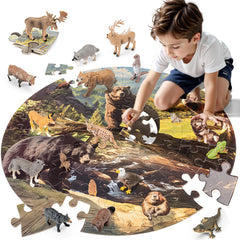 THINKBAY North American animal figurines set with 16 pieces for imaginative play