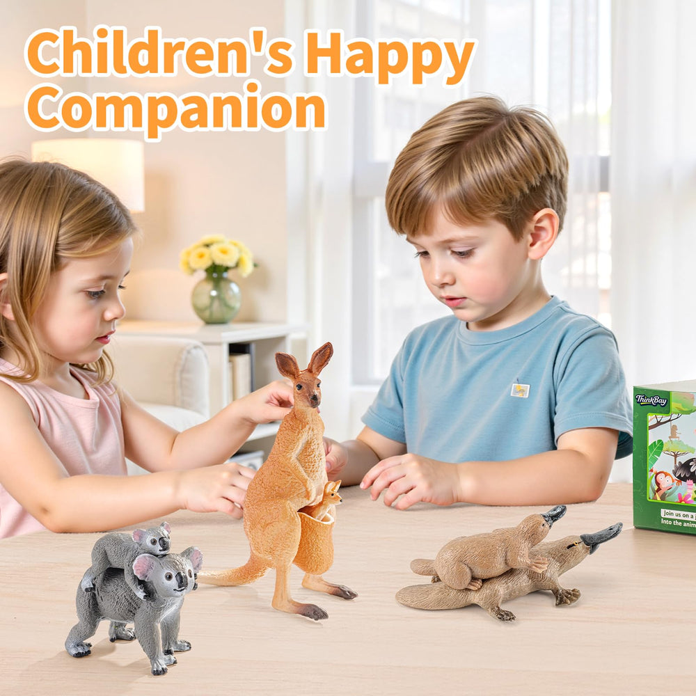 THINKBAY Australian kangaroo with cub figurine for creative pretend play