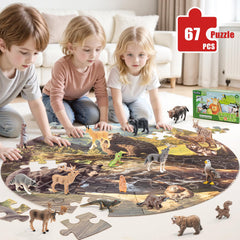 THINKBAY forest puzzle 67-piece, 20-inch floor puzzle for group play and learning