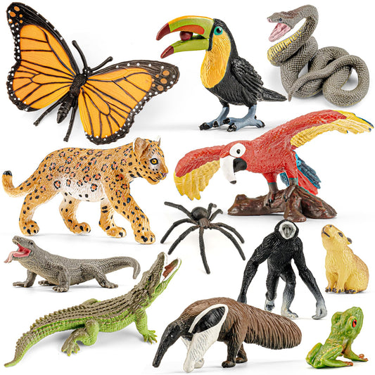 THINKBAY rainforest macaw figurine for imaginative play and color recognition