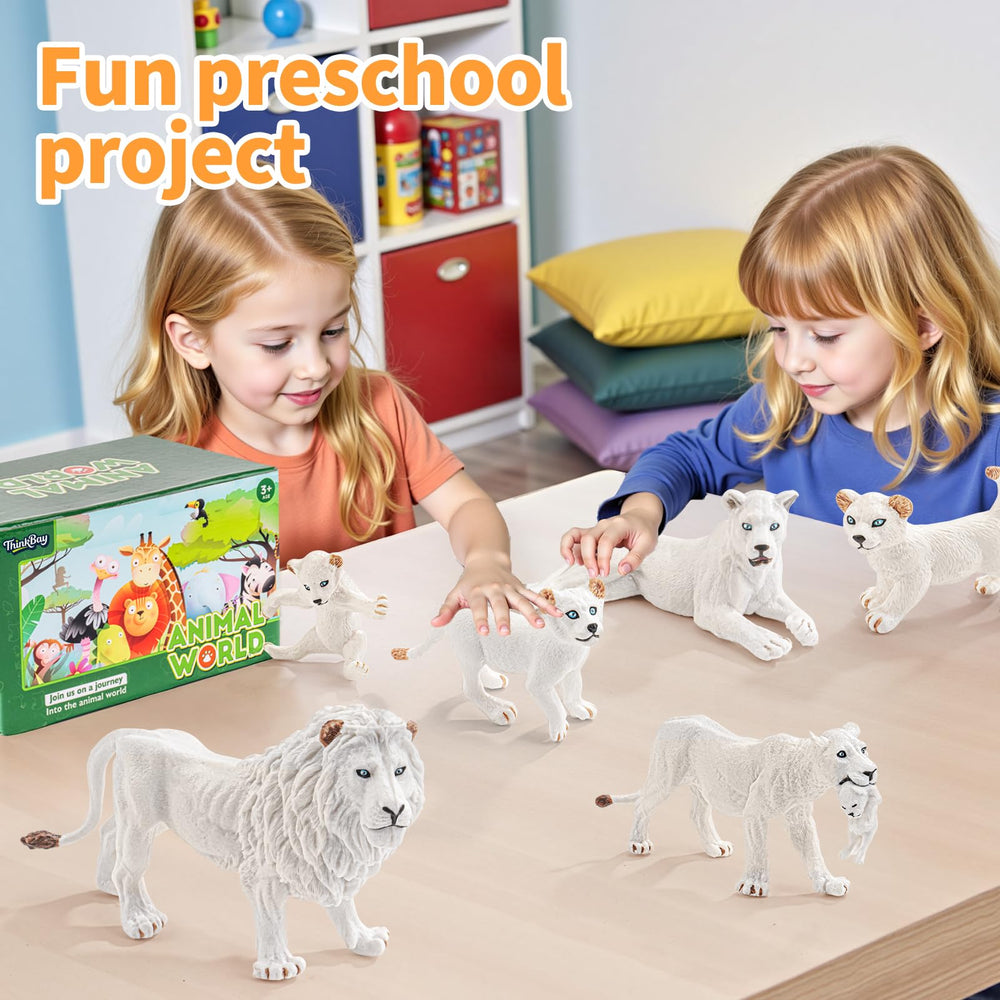 THINKBAY White Lioness toy with detailed texture supports creative storytelling
