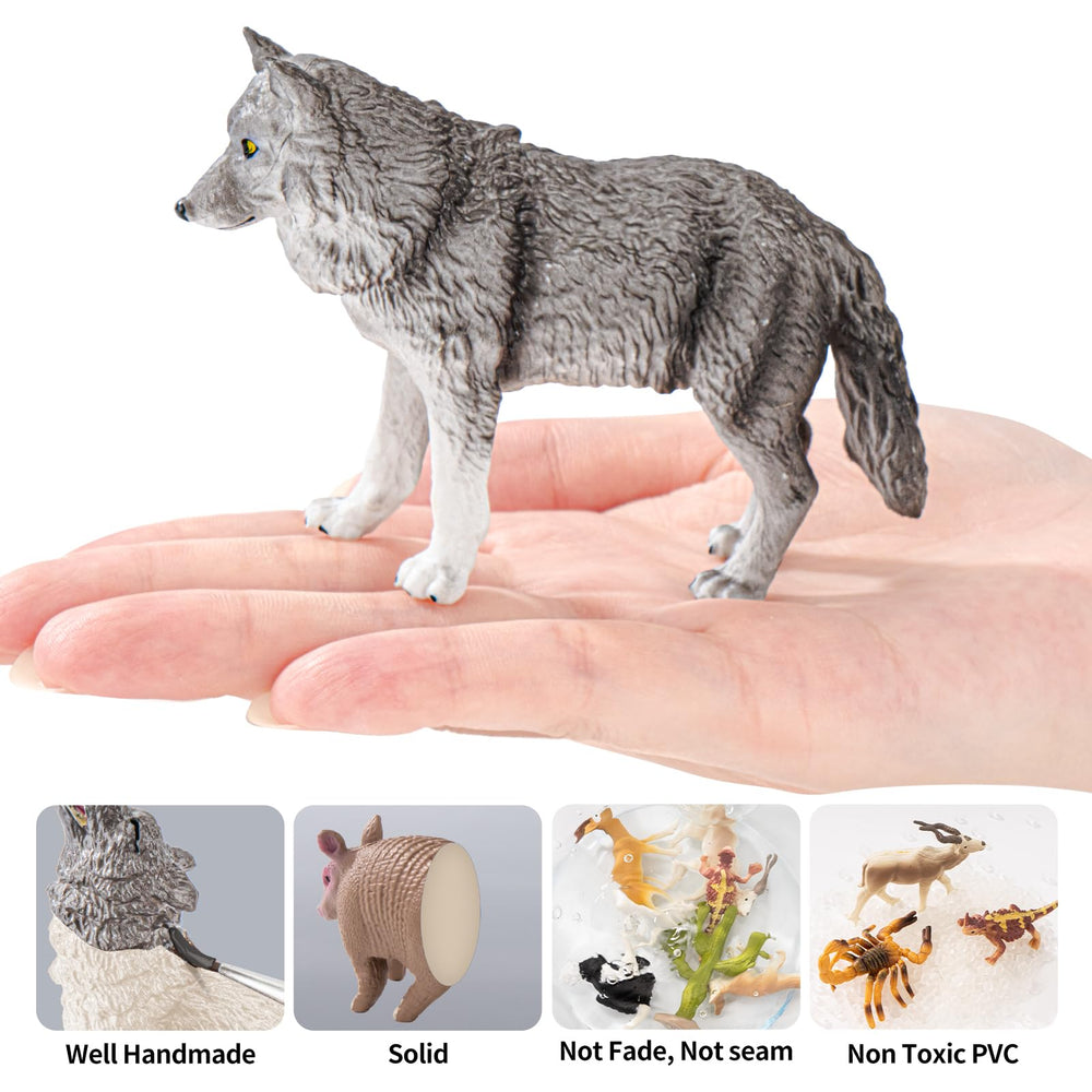 THINKBAY Wolf figurines support educational play and storytelling skills.