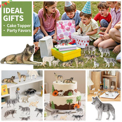 THINKBAY wolf figurines gift pack ideal for birthdays and party favors