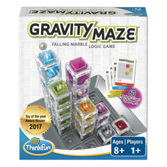 ThinkFun Gravity Maze grid base encourages strategic planning with marble puzzles.