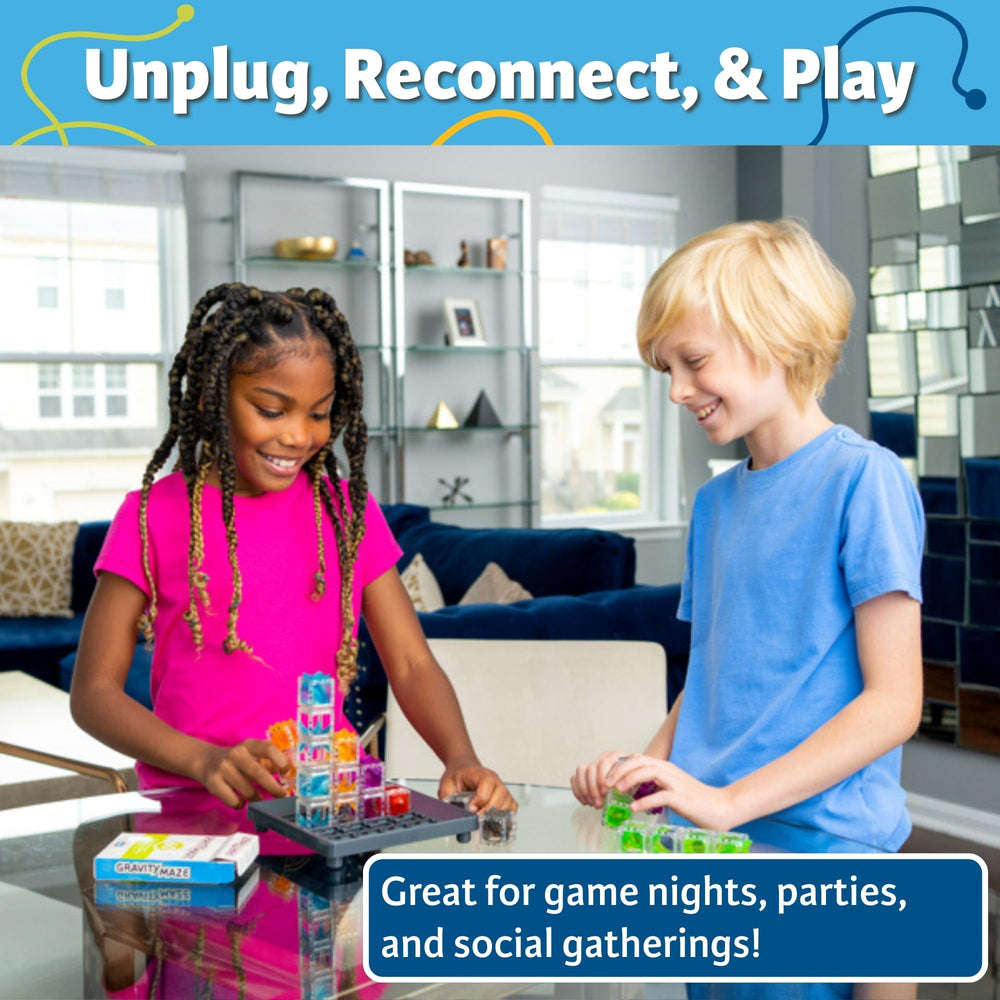 ThinkFun Gravity Maze target piece guides goal-oriented problem solving.