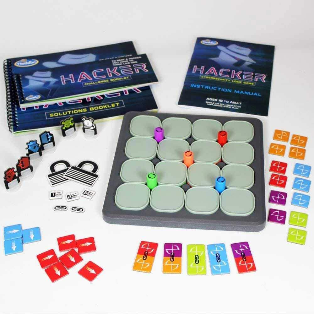 ThinkFun Hacker challenge booklet with 120 puzzles for progression.