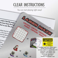 ThinkFun Laser Maze Class 1 laser with safe beam shown in action.