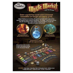 ThinkFun Mystic Market instruction manual opened, highlighting clear setup and quick learning.