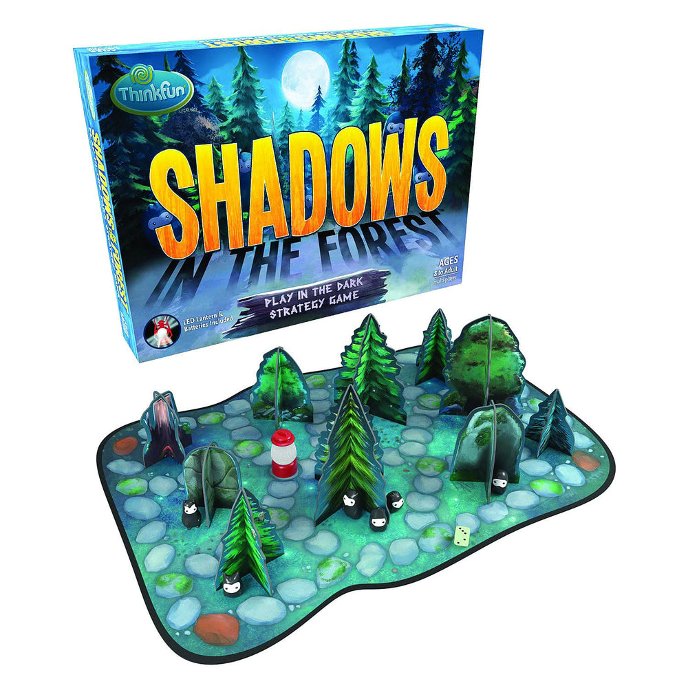 ThinkFun Shadows in the Forest board game with lantern, ideal for family game night