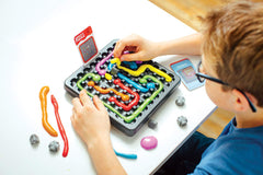 Bridge and blocker components used in ThinkFun Thinking Putty Puzzle scenarios