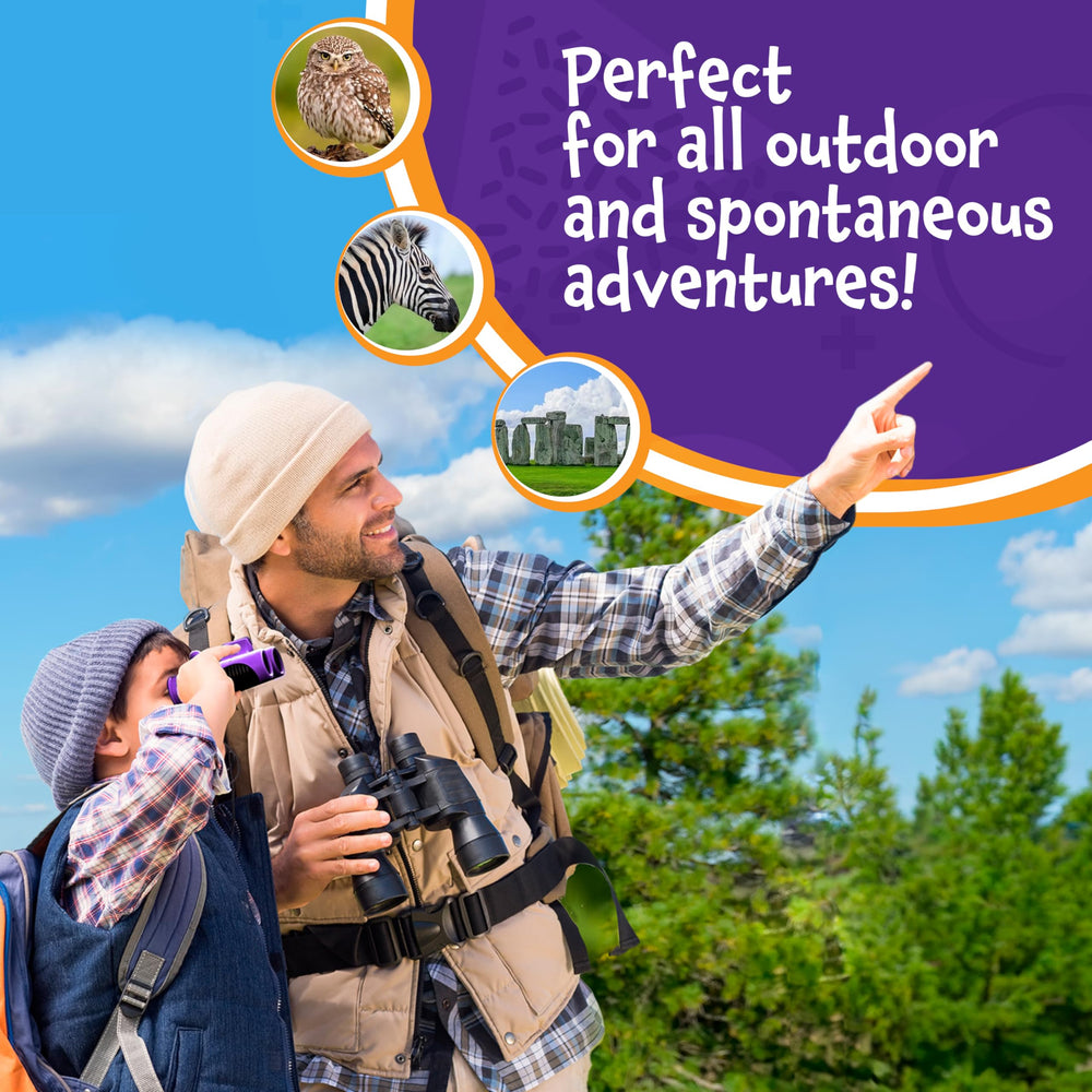 Think Peak Binoculars color options in black red trim and more for kids.