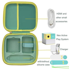 Durable hard-shell exterior shields Nex Playground accessories from bumps during travel.
