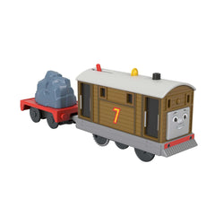 THOMAS & FRIENDS Toby motorized locomotive with cargo wagon for imaginative train adventures.