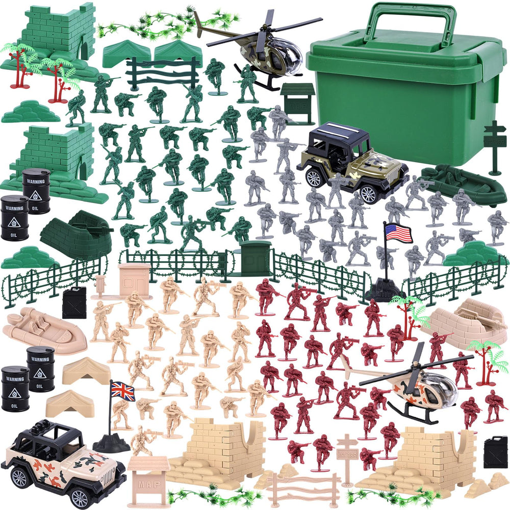 Three Otters army playset soldiers ready for imaginative battlefield scenarios.