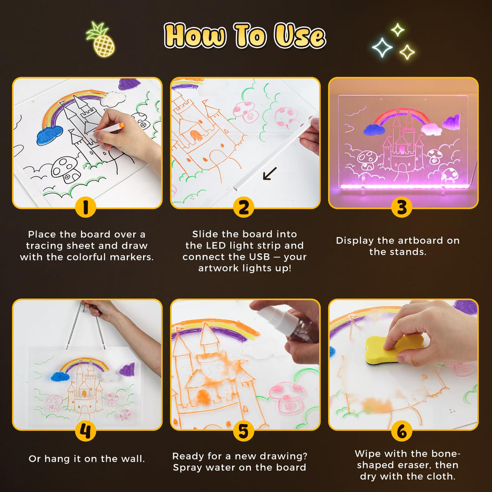 Three Otters LED note board ships with 7 markers for immediate creativity.