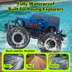 Threeking 1:16 waterproof monster truck front view ready for off-road action